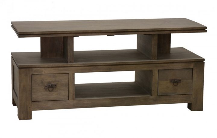 Quixa, Meuble Tv Bois, 2 Tiroirs serapportantà Meuble Tv Hauteur 80 Cm