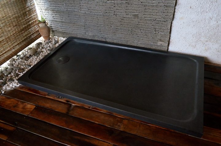 Receveur De Douche 120X80 À L'italienne Véritable Granit Noir Palaos Shadow concernant Receveur Douche 120X80