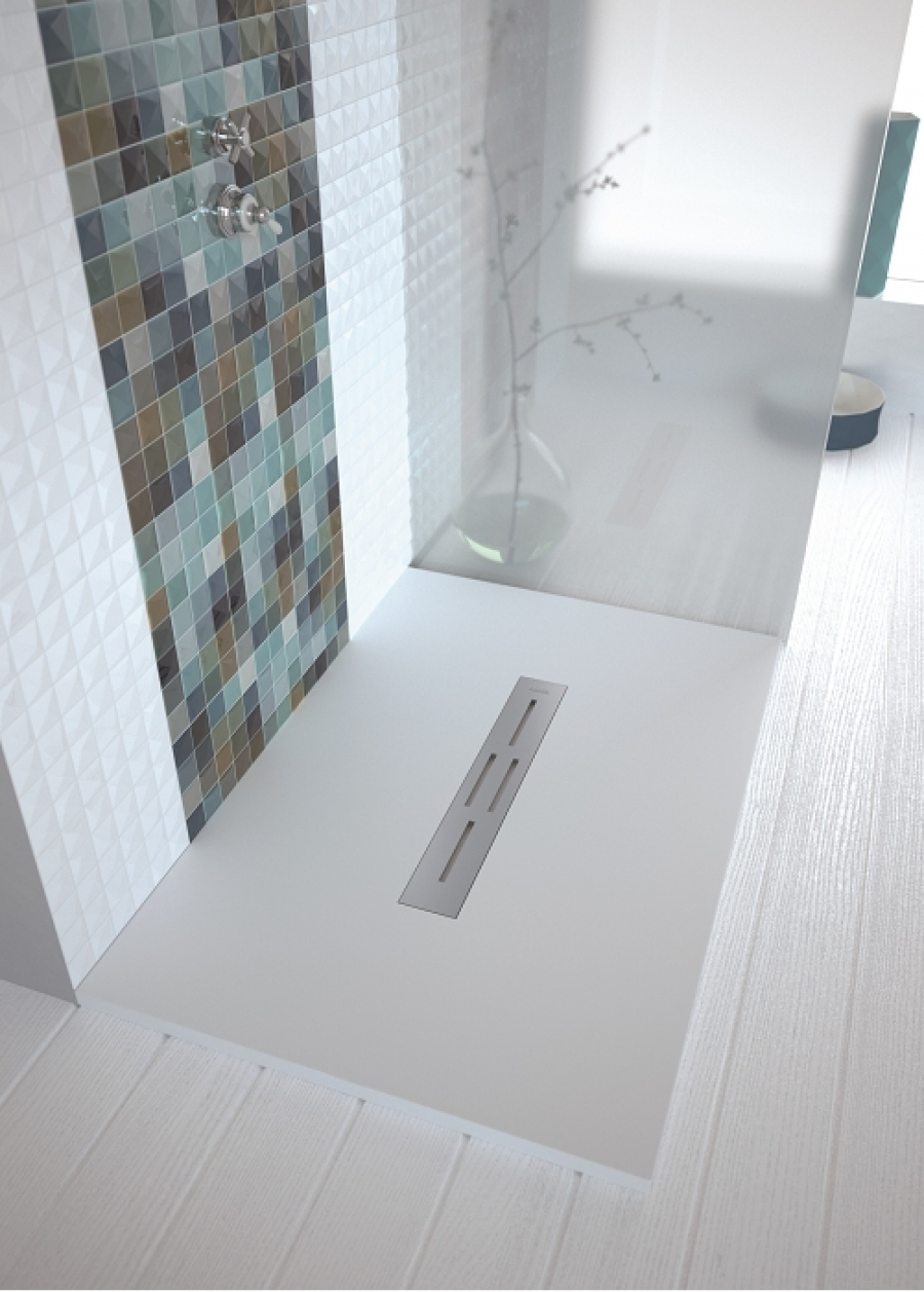 Receveur De Douche 70X100 Crème Écoulement Linéaire Ardesia dedans Receveur De Douche 70X100