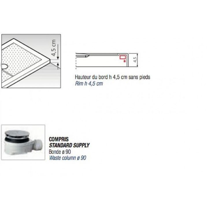 Receveur De Douche À Poser Extra-Plat 160X80 Cm – Olympic Plus Novellini tout Receveur Douche 160X80