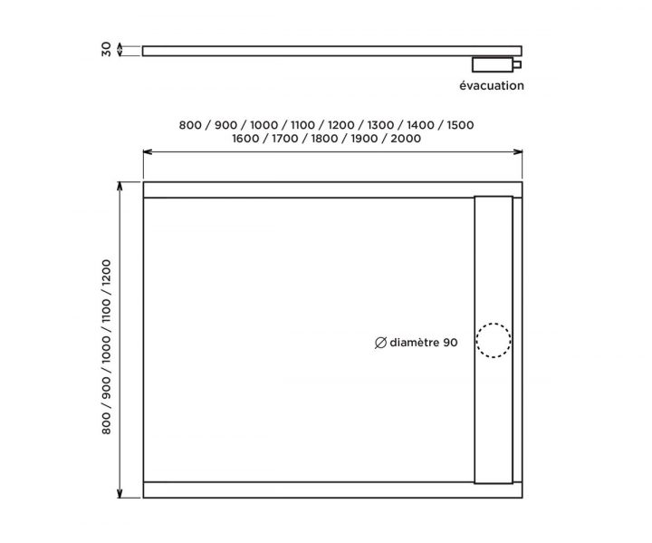 Receveur De Douche Acropora Blanc 800X1800 à Pente Evacuation Douche Receveur De Douche Acropora Blanc 800X1800 à Pente Evacuation Douche