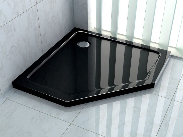 Receveur De Douche Angle Coupé 90X90 Noir concernant Bac Douche 90X90
