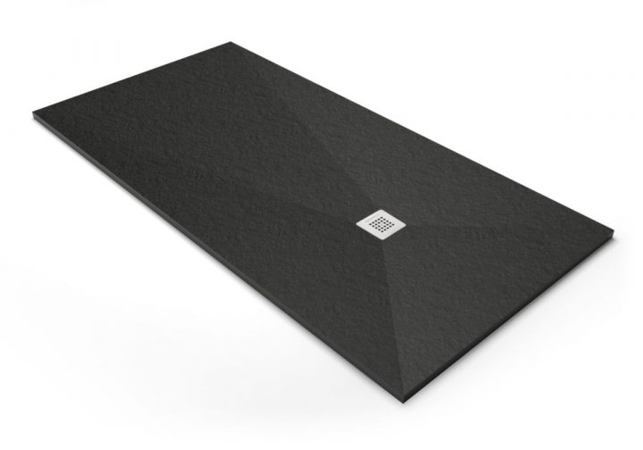 Receveur De Douche Base Slate – Ton Negro Aspect Ardoise – 120X80 Cm – Ép.  3 Cm à Receveur Douche 120X80