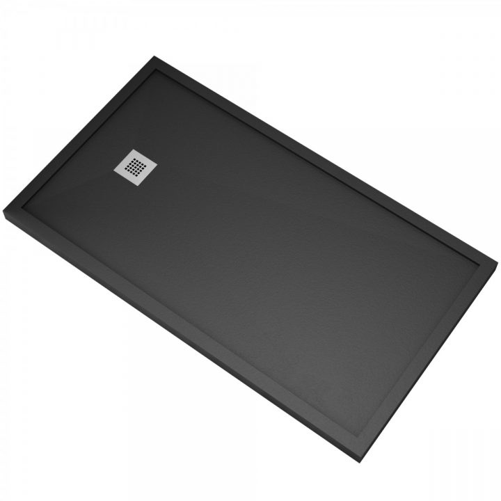 Receveur De Douche En Marbre Résine Ardesia Noir Avec Bordure 5Cm avec Receveur De Douche Resine