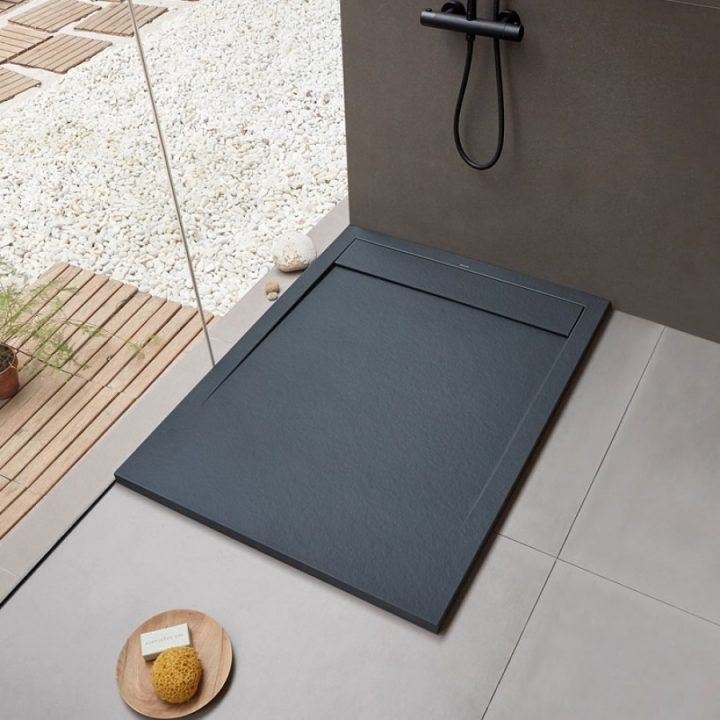 Receveur De Douche Extra Plat New York, Noir – 140 X 70 Cm concernant Bac Douche Resine