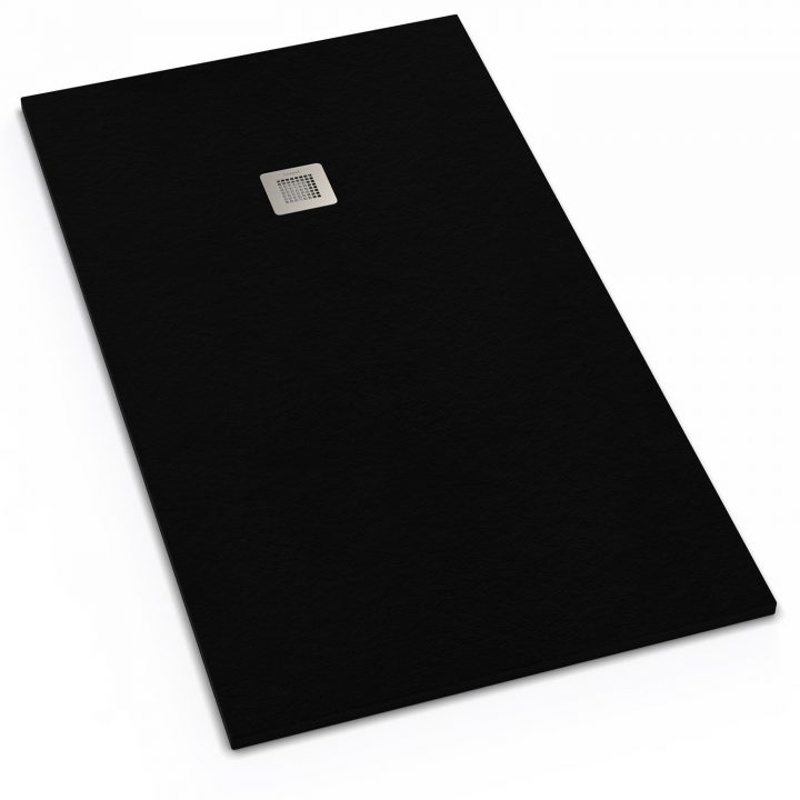 Receveur De Douche Extra-Plat Résine 100X120 Noir Graphite + dedans Bonde De Douche Extra Plate
