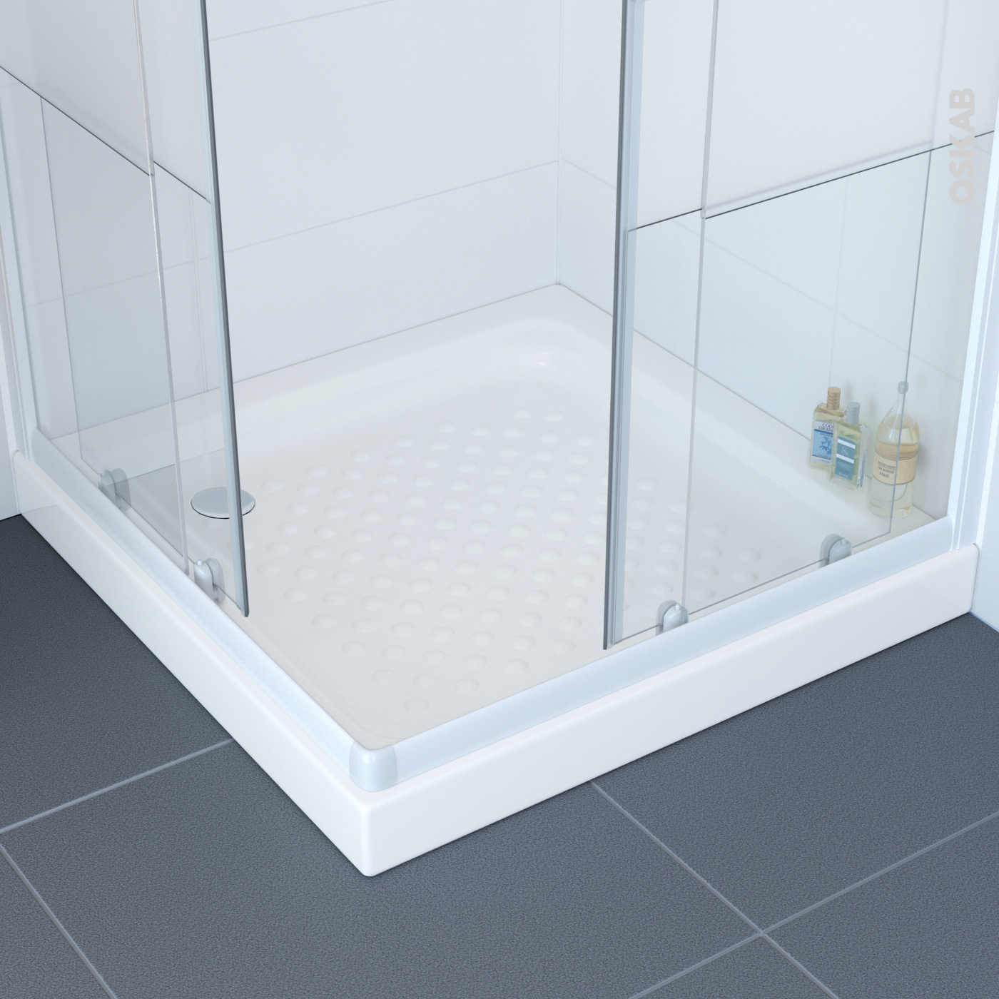 Receveur De Douche Kos Grès Émaillé, Carré 72X72 Cm, Blanc tout Bac A Douche Pas Cher