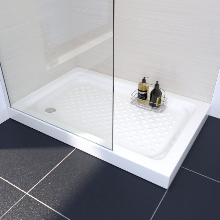 Receveur De Douche Kos Grès Émaillé, Rectangulaire 120X80 Cm, Blanc dedans Receveur De Douche Surélevé