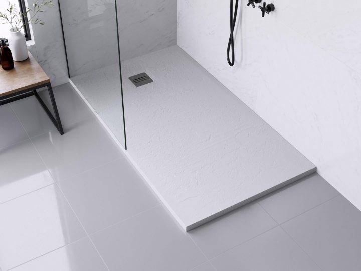 Receveur De Douche L.160 X L.90 Cm, Résine Blanc Remix serapportantà Receveur De Douche Resine