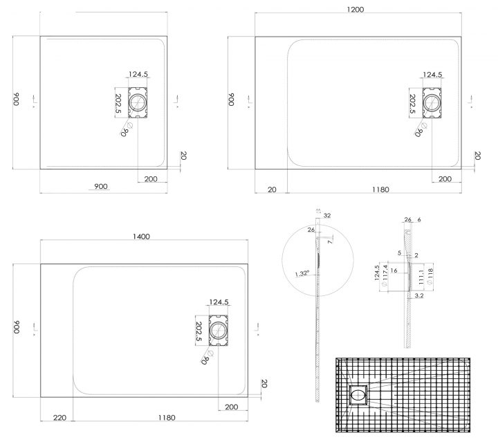 Receveur De Douche Noir Série Gt En Smc – Largeur 90Cm concernant Largeur Douche Italienne