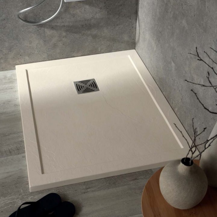 Receveur De Douche Rectangulaire En Résine Effet Pierre 80 Flat Avec Rebord  En Colacril avec Receveur De Douche Resine