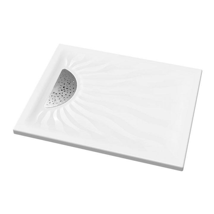 Receveur Embruns Céramique Ultra-Plat À Poser À Encastrer De 100 X 90 Cm,  Pour Bonde De 90 Mm, Avec Capot De Bonde Inox, Avec Traitement Du tout Receveur De Douche 100X90