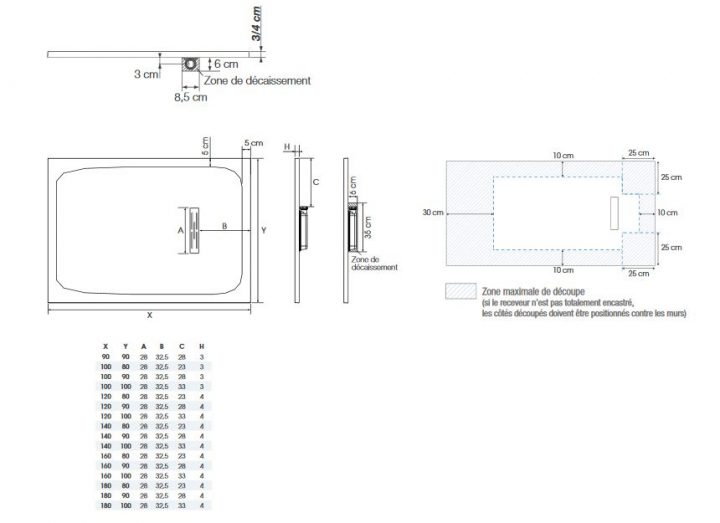 Receveur Kinerock Noir Extra Plat Aspect Minéral Kinedo avec Receveur Noir 120X90