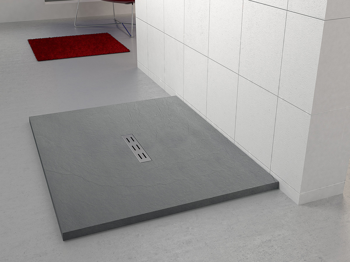 Receveur &quot;kinestone&quot; - Anthracite Aspect Ardoise - 140 X 100 serapportantà Receveur Douche 100X100