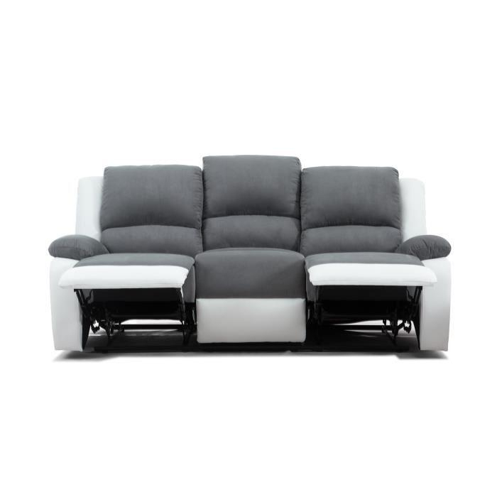 Relax Canape De Relaxation En Simili Et Tissu 3 Places dedans Canape Relax Electrique Ikea