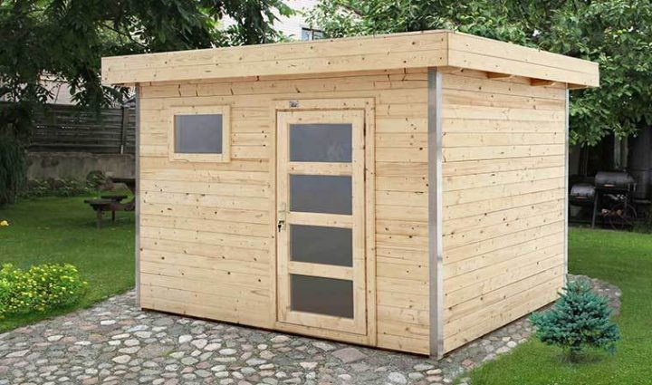 Remise De Jardin En Bois Brut 5M2 Toit Plat Et Porte Vitre avec Abris Jardin Toit Plat