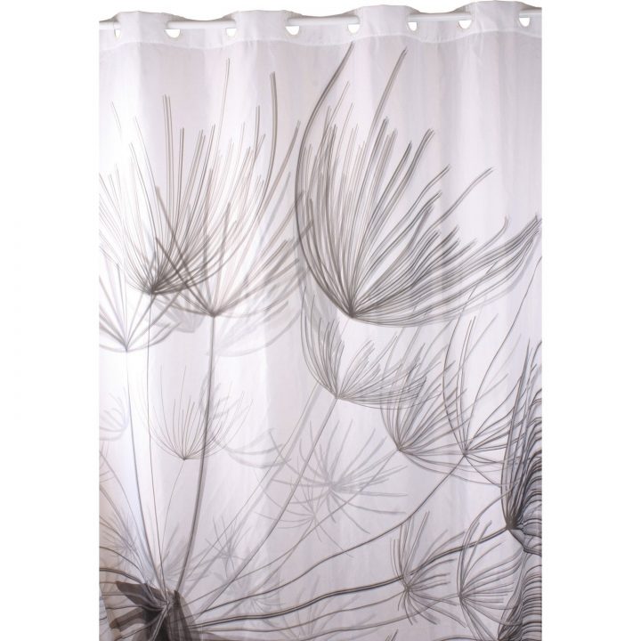 Rideau De Douche En Textile Gris L.180 X H.200 Cm, Flora pour Rideau De Douche Leroy Merlin