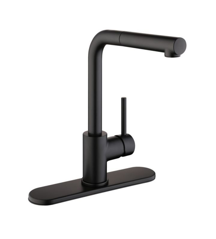 Robinet De Cuisine Menlo À 1 Poignée Et Douchette Rétractable, Noir Mat destiné Robinet Noir Mat