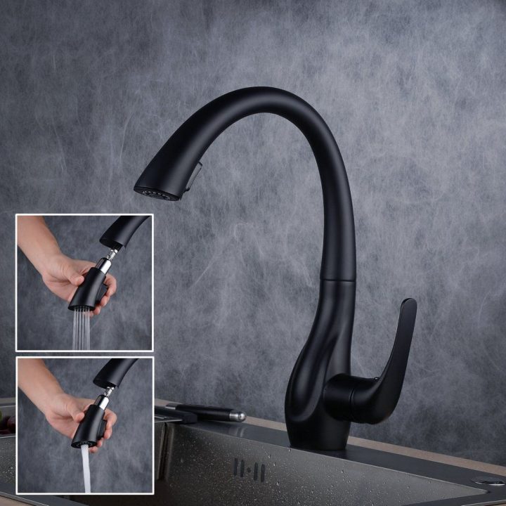 Robinet De Cuisine Noir Bec Pivotant À 360° Mitigeur Evier encequiconcerne Flexible Robinet Douchette Cuisine