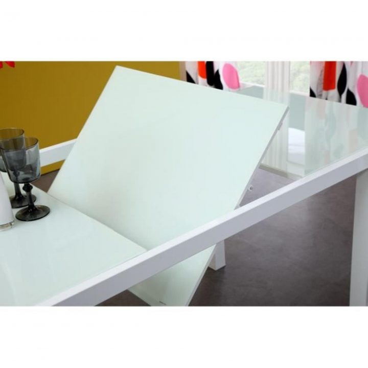 Roma Table Extensible 120/180Cm Verre Blanc pour Table De Salle À Manger En Verre Extensible