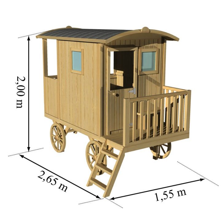 Roulotte Enfant Bois Sur Pilotis Carry 132 X 115 X 50 Cm destiné Maison De Jardin Jouet