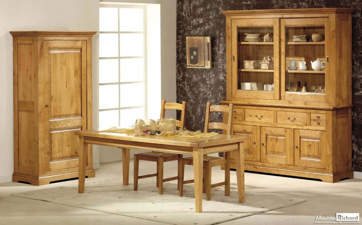 Salle À Manger – Bois Massif – Style Rustique | Ensemble intérieur Salle A Manger En Chene Massif Moderne