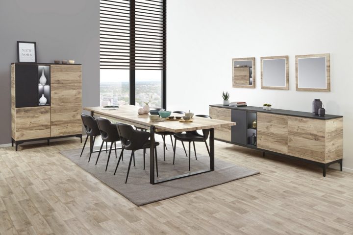 Salle À Manger Coloris Chêne Et Noir Moderne Allure encequiconcerne Salle A Manger Moderne Belgique