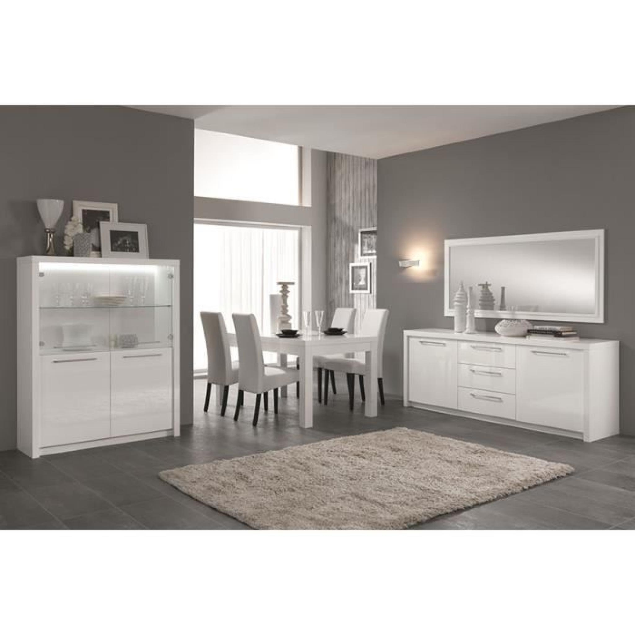 Salle À Manger Complète Blanc Laqué Design Divine Table 190 Cm