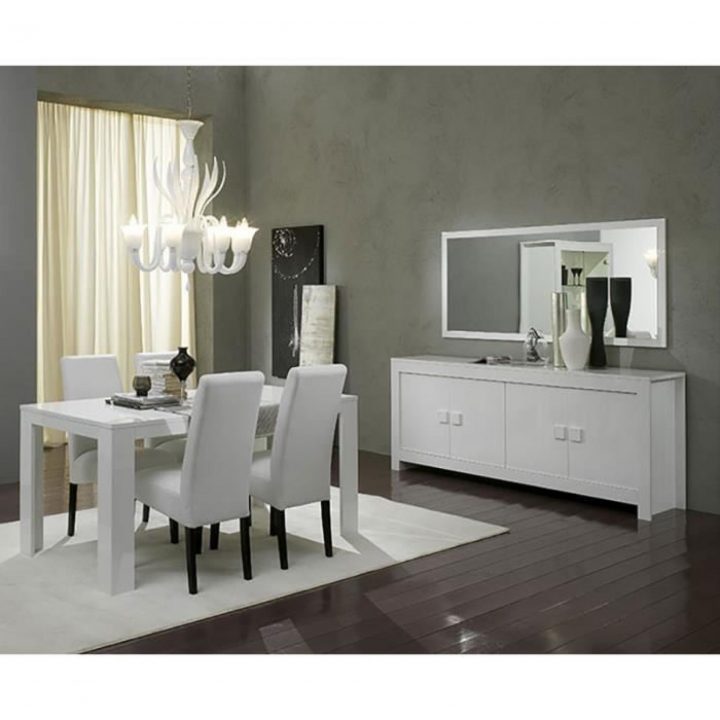 Salle À Manger Complète Blanc Laqué Design Tamara 2 (Buffet + Table) L 160  Cm à Buffet Salle À Manger Pas Cher