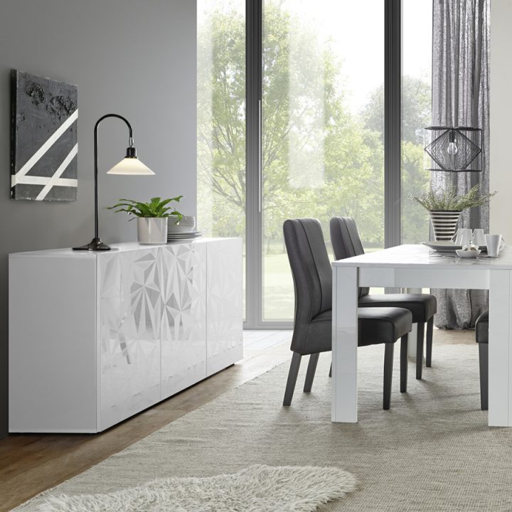 Salle A Manger Complete Blanc Laque, Salle A Manger Complete dedans Buffet De Salle A Manger Laque Blanc