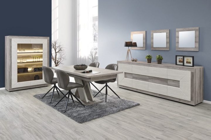 Salle À Manger Complète Chêne Gris Blanc – Moderne – Jack destiné Salle A Manger Moderne Belgique