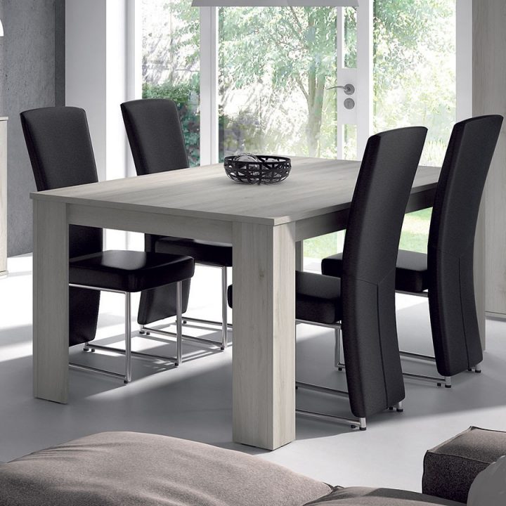 Salle À Manger Complète Couleur Chêne Gris Contemporain Violaine Avec  Éclairage encequiconcerne Modèle De Salle À Manger Contemporaine