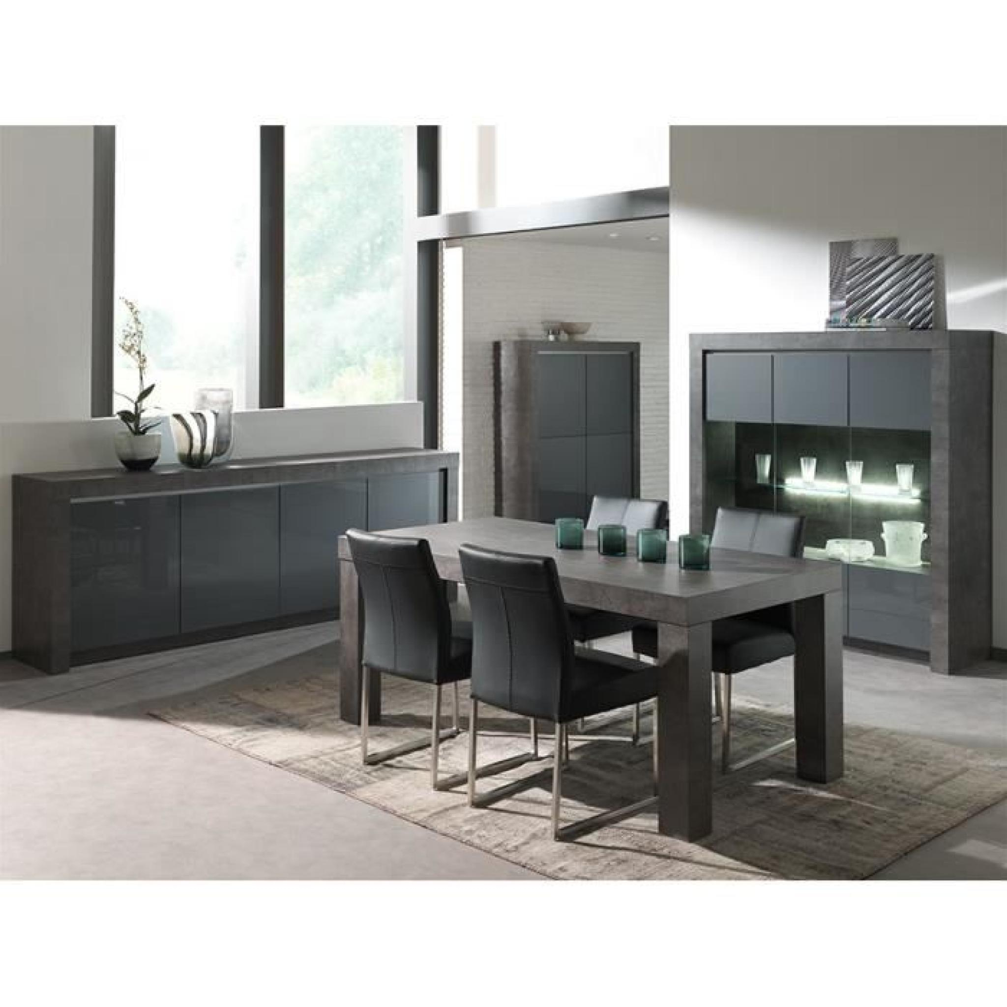 Salle À Manger Complète Gris Laqué Moderne Murilo Bahut L 218 Cm Table L  180 Cm concernant Salle A Manger Contemporaine Complete