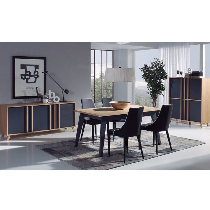 Salle À Manger Complète Scandinave Gris Et Couleur Bois concernant Salle A Manger En Bois Gris