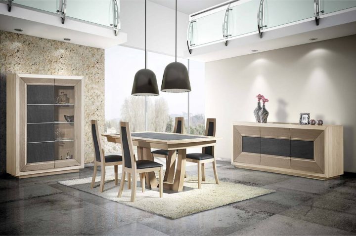Salle À Manger Contemporain Chêne Massif Et Céramique Pardda avec Salle A Manger En Chene Massif Moderne