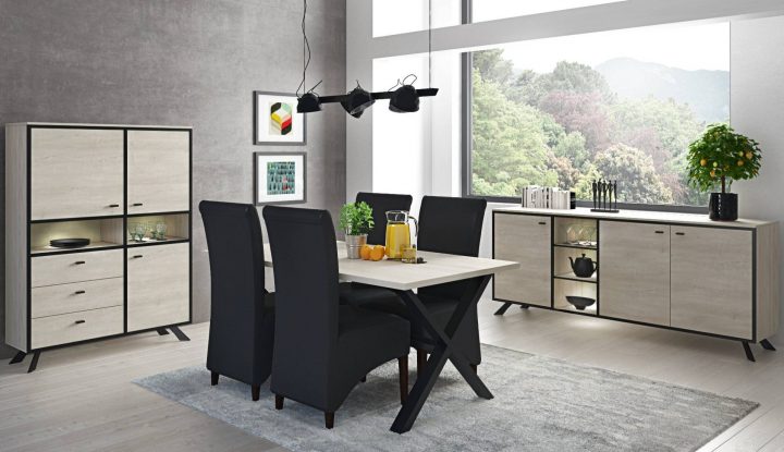 Salle À Manger Contemporaine Coloris Chêne Clair Lyna à Meuble Salle À Manger Contemporain