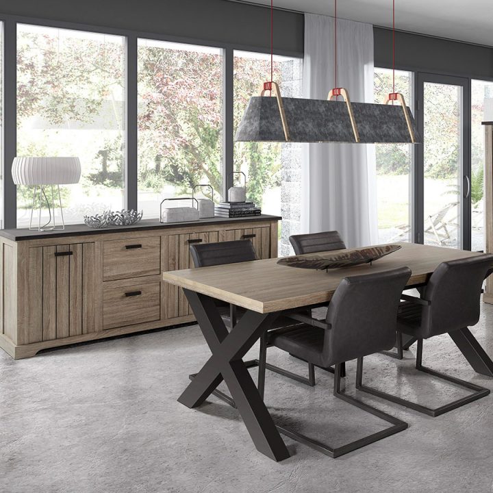 Salle À Manger Contemporaine Couleur Bois Et Anthracite Lewis intérieur Meuble De Salle À Manger Moderne