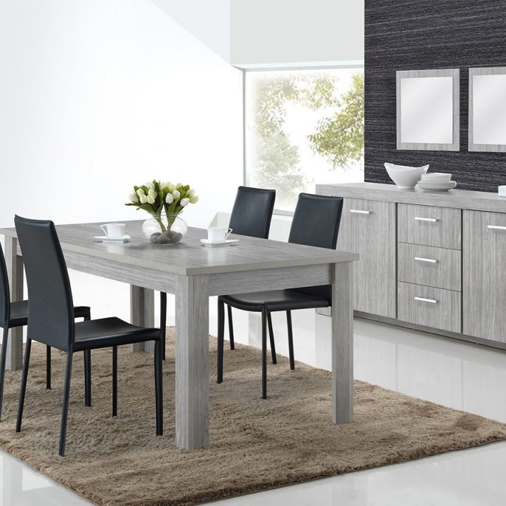 Salle À Manger Contemporaine Couleur Chêne Gris Evita serapportantà Salle A Manger En Bois Gris