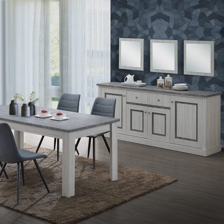 Salle À Manger Couleur Chêne Clair Et Gris Emric à Salle A Manger En Bois Gris