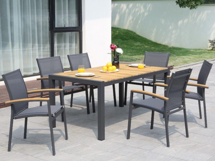 Salle À Manger De Jardin Bois | Vente-Unique dedans Table Et Chaise De Jardin En Bois