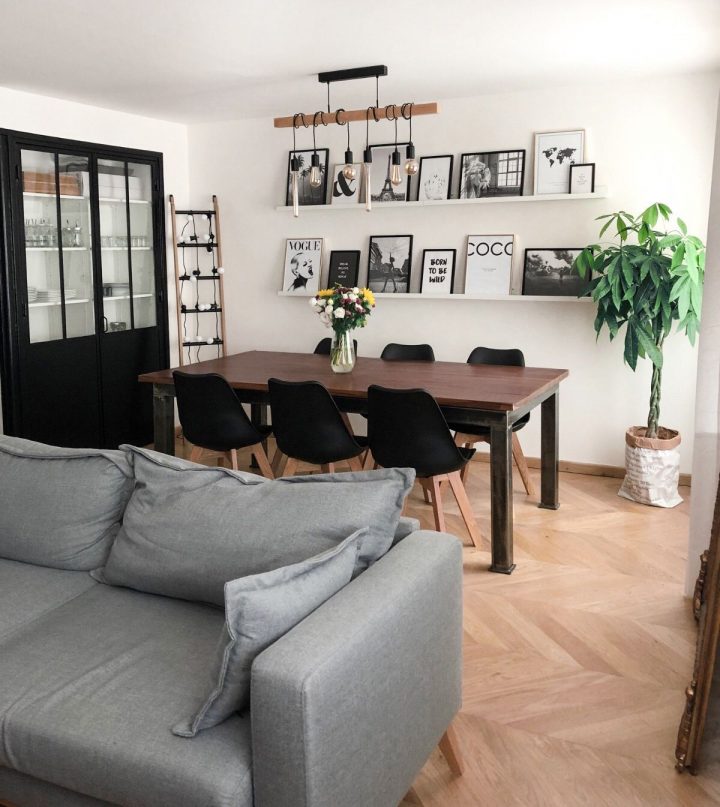 Salle À Manger Industrielle Scandinave | Salle À Manger à Aménagement Petit Salon Salle À Manger