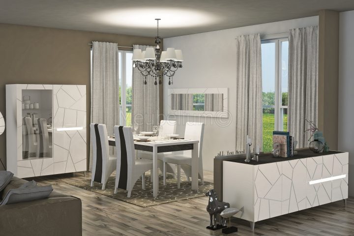 Salle À Manger Original Ultra Design Complète Blanc Laquée Séjour Italien  Amelie concernant Table Salle À Manger Design Italien