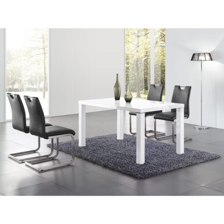 Salle À Manger – Table Blanc Laqué 180 – Comforium intérieur Table A Manger Design