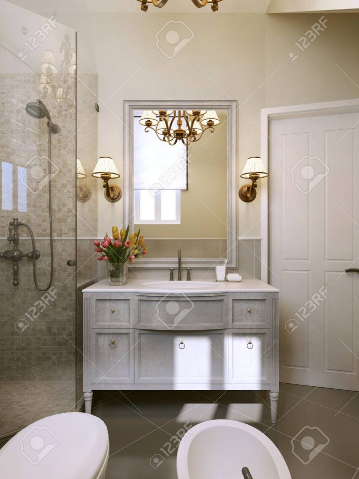 Salle De Bain Style Provençal. 3D Render tout Salle De Bain Provençale