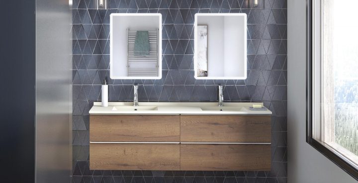 Salle De Bains Contemporaine Akido Plan Vasque En Béton dedans Meuble Salle De Bain Décalé