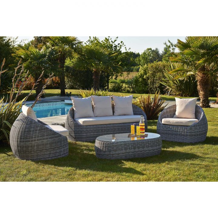Salon Bas De Jardin Isa Résine Tressée Gris, 5 Personnes dedans Salon De Détente Jardin
