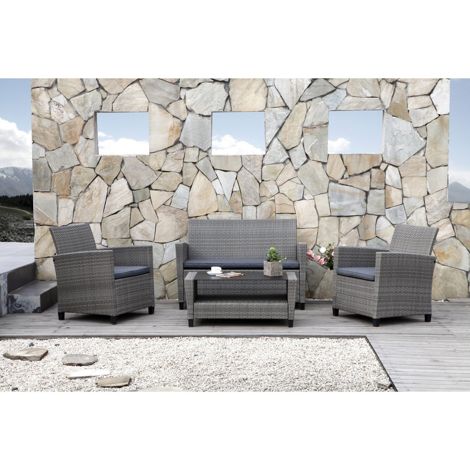 Salon Bas De Jardin Leroy Merlin à Salon Bas De Jardin Naxos Aluminium