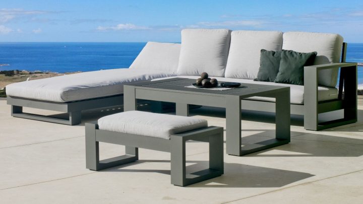 Salon D'Angle De Jardin Avec Table Et Pouf California à Salon De Jardin California Brico Depot