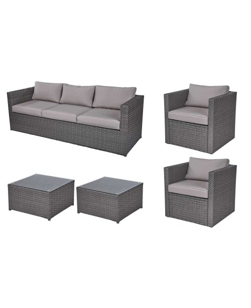 Salon De Jardin 5 Personnes Santorin – Résine Tressée destiné Salon De Jardin Allibert Monaco Cappuccino