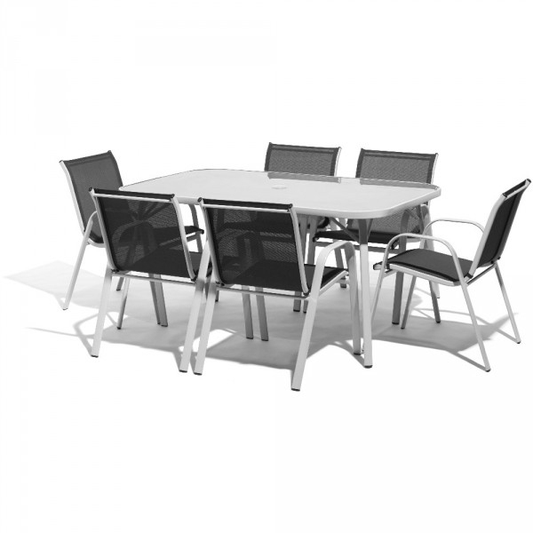 Salon De Jardin 6 Personnes Métal Gris – Table / Chaise destiné Ensemble Repas Oslow Gifi Salon De Jardin 6 Personnes Métal Gris – Table / Chaise destiné Ensemble Repas Oslow Gifi